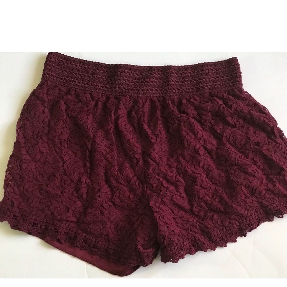 lace maroon shorts.